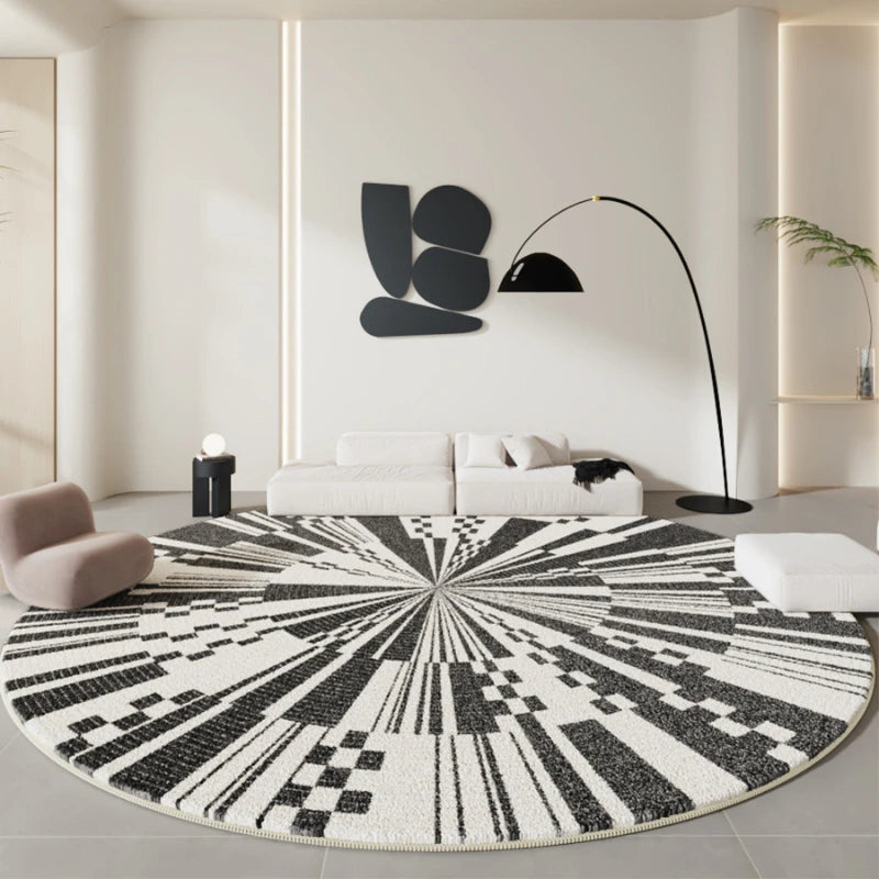 Modern Black and White Fluffy Soft Carpet for Bedroom and Living Room - Large Plush Area Rug
